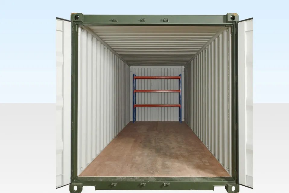 Adjustable, Heavy Duty Two Tier Racking For Rear Of Container - interior view