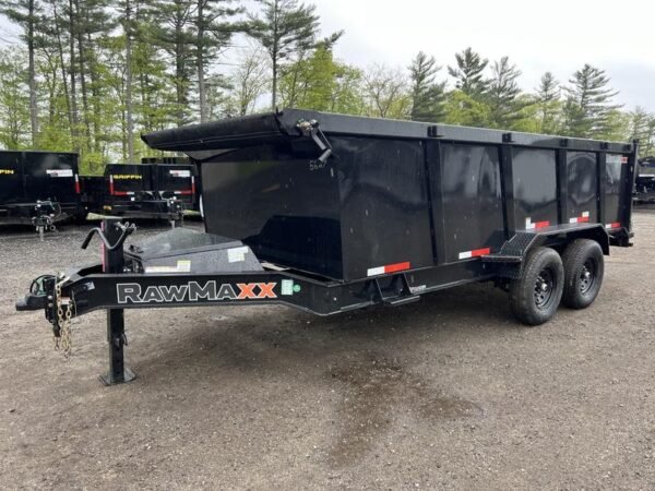 2024 RawMaxx Trailers 7X16 14K Powder Coated Dump w/ Tarp Kit