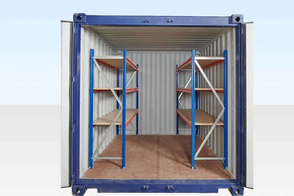 Adjustable, Heavy Duty Two Tier Racking For Rear Of Container - side view
